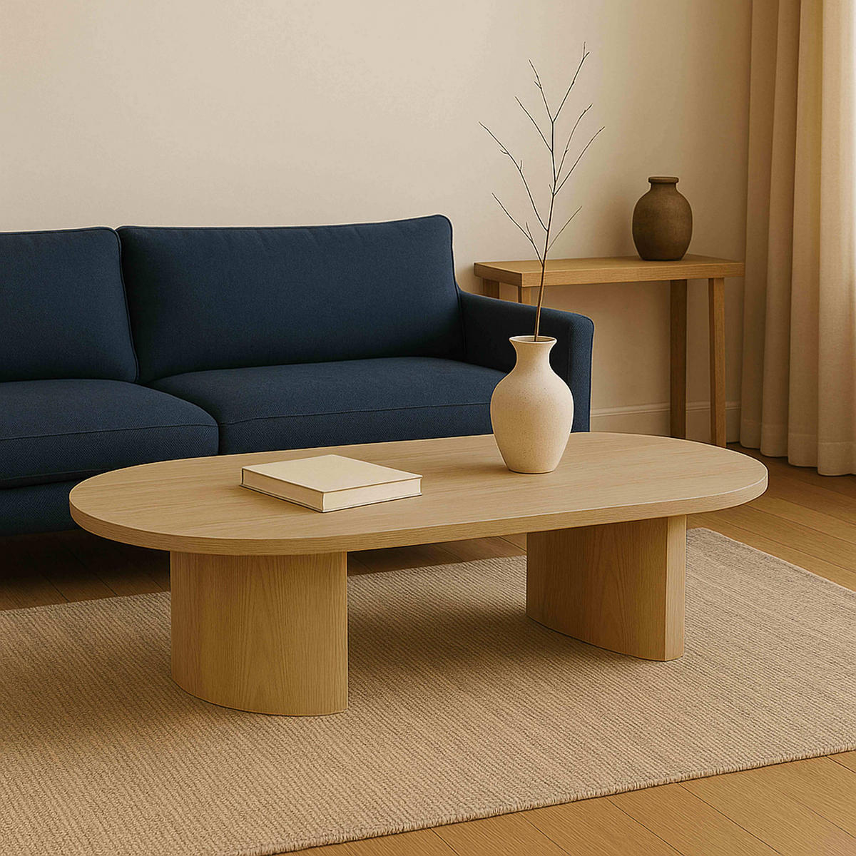 COUCHTISCH, helles Holzeffekt - Beige, Holz (120/70/35cm) - Oviala