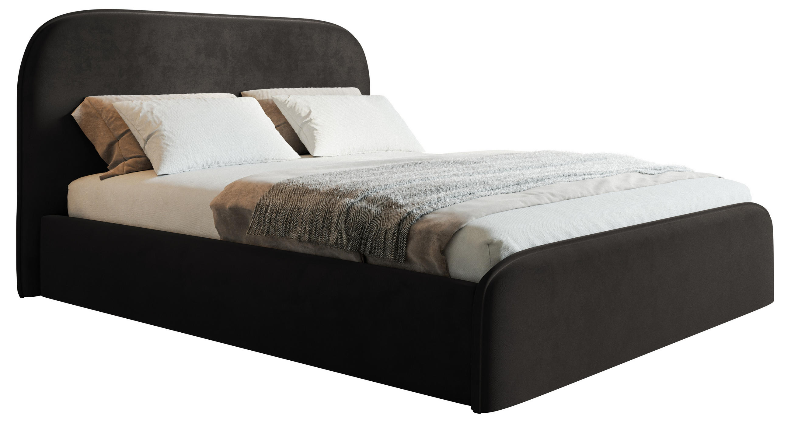 BETT 160x200 cm Wendra Slim mit Lattenrost, Bettkasten, Samt, Schwarz - Schwarz, Holz/Textil (160/200cm) - Emporius