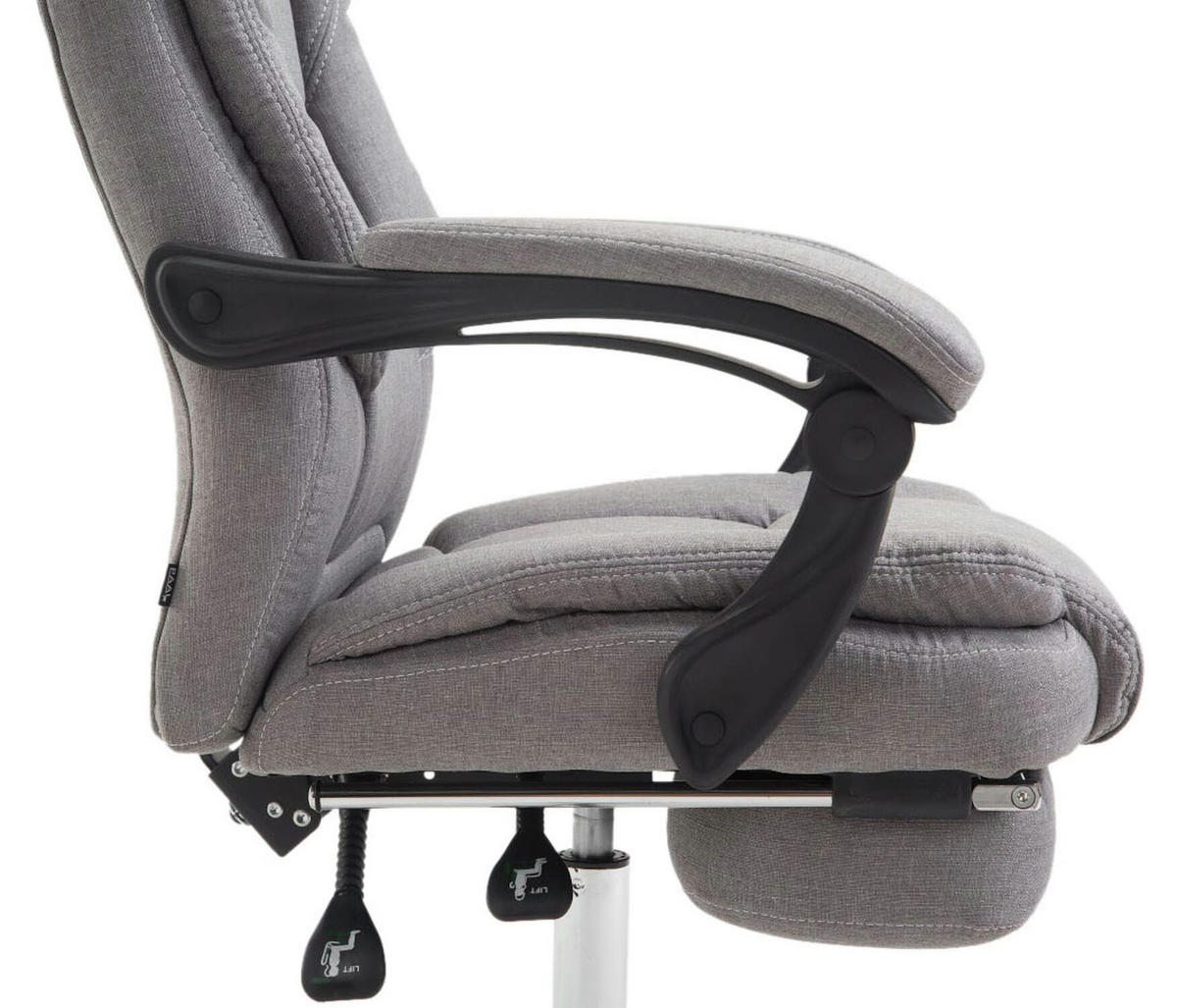 BÜROSTUHL Castan, Stoff Grau - Grau, Textil/Metall (67/124/64cm) - TPFLiving