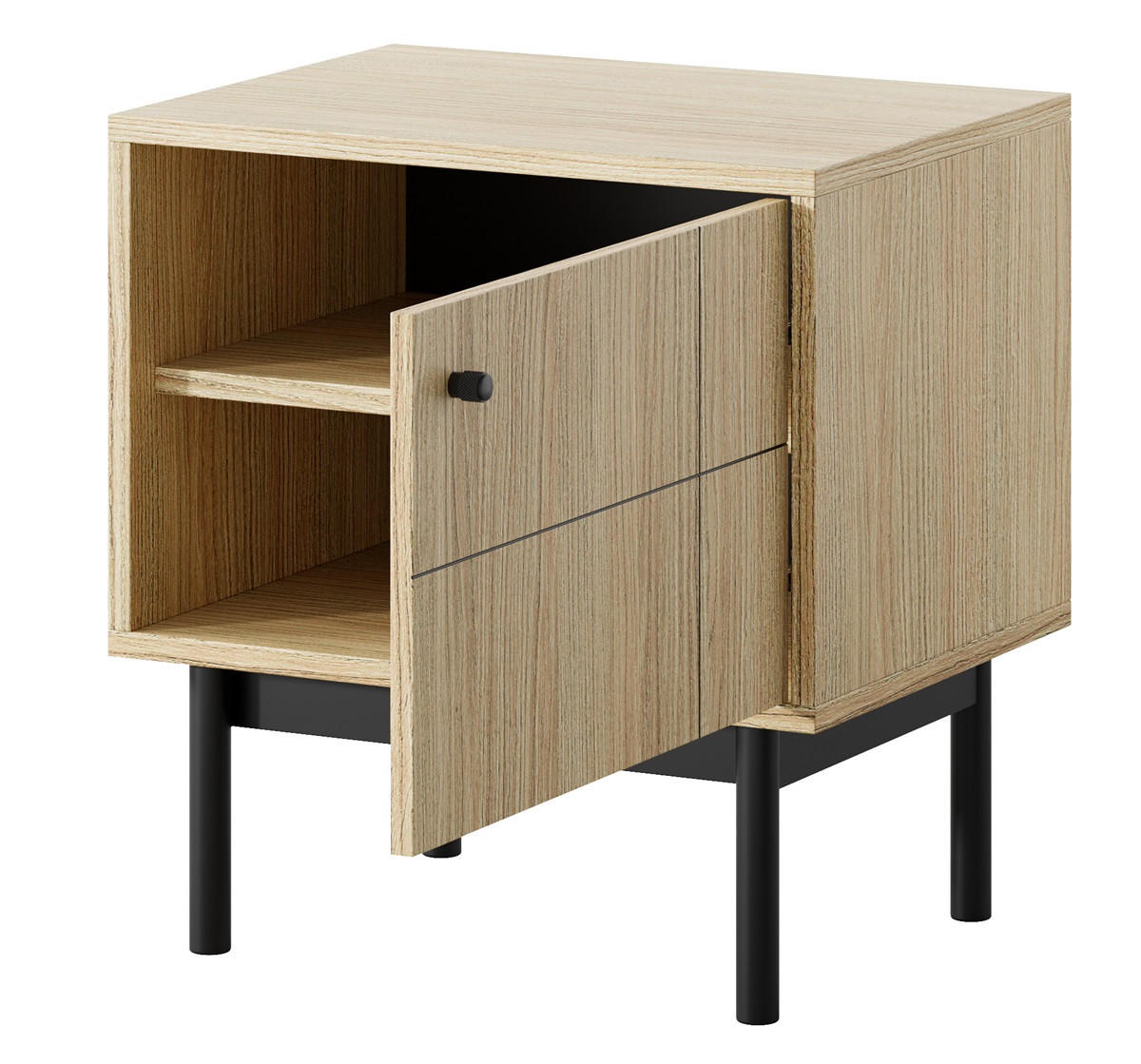 NACHTTISCH Eiche Linea Japandi Stil - Multicolor, Holzwerkstoff (53.5/56.5/39cm) - Sepro Meble