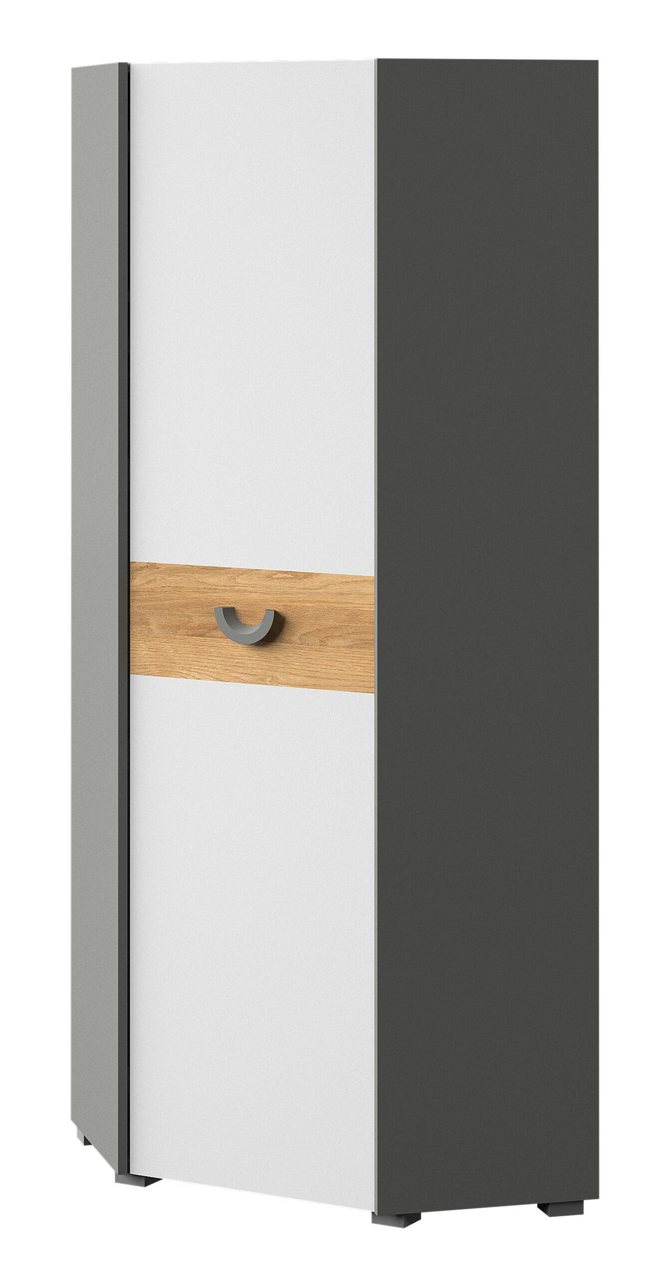 JUGENDZIMMER Carini in Graphit, Eiche und Weiß 7 teilig - Grau, Holzwerkstoff (120/200/80cm)