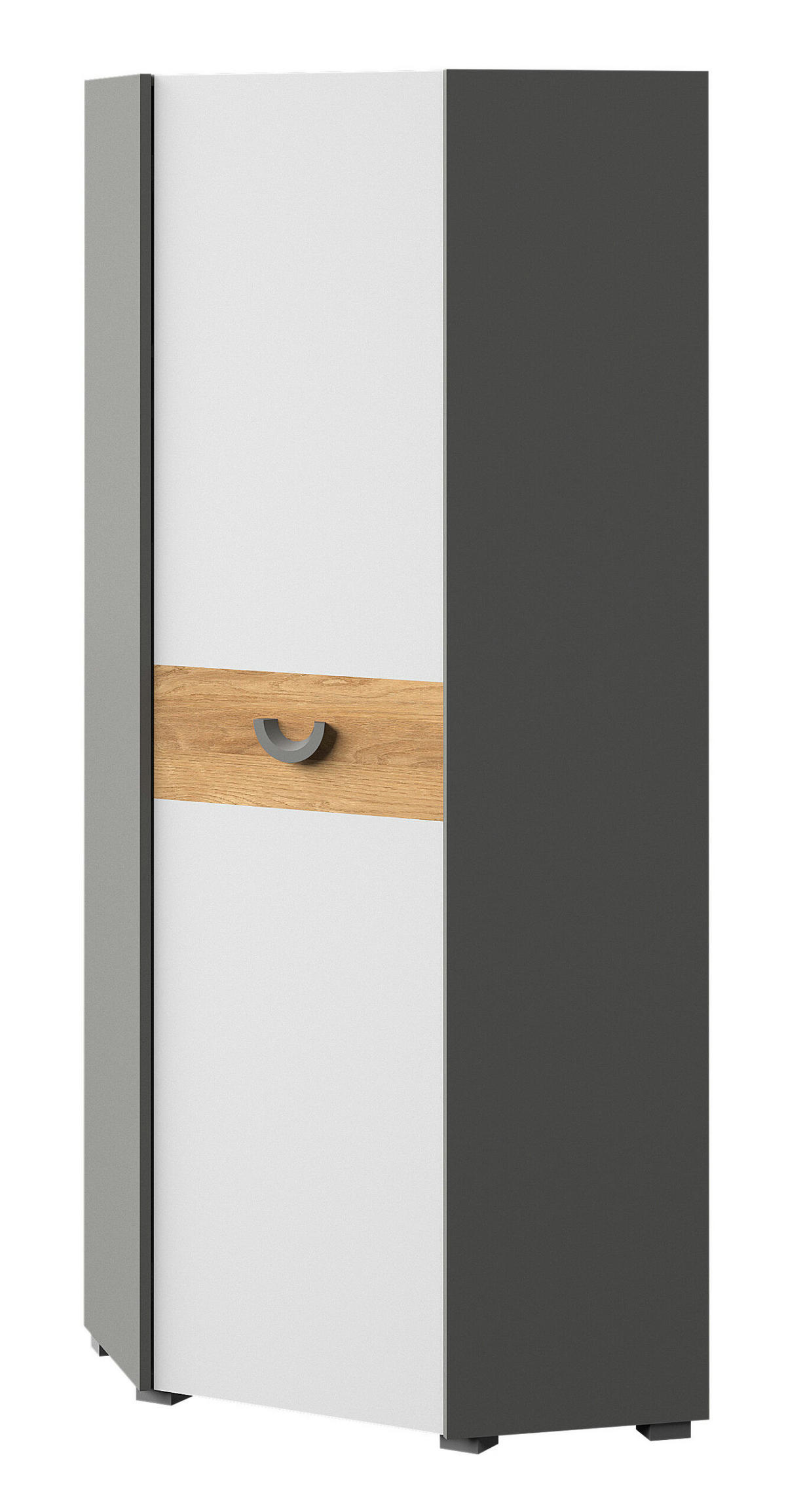JUGENDZIMMER Carini in Graphit, Eiche und Weiß 7 teilig - Grau, Holzwerkstoff (120/200/80cm)