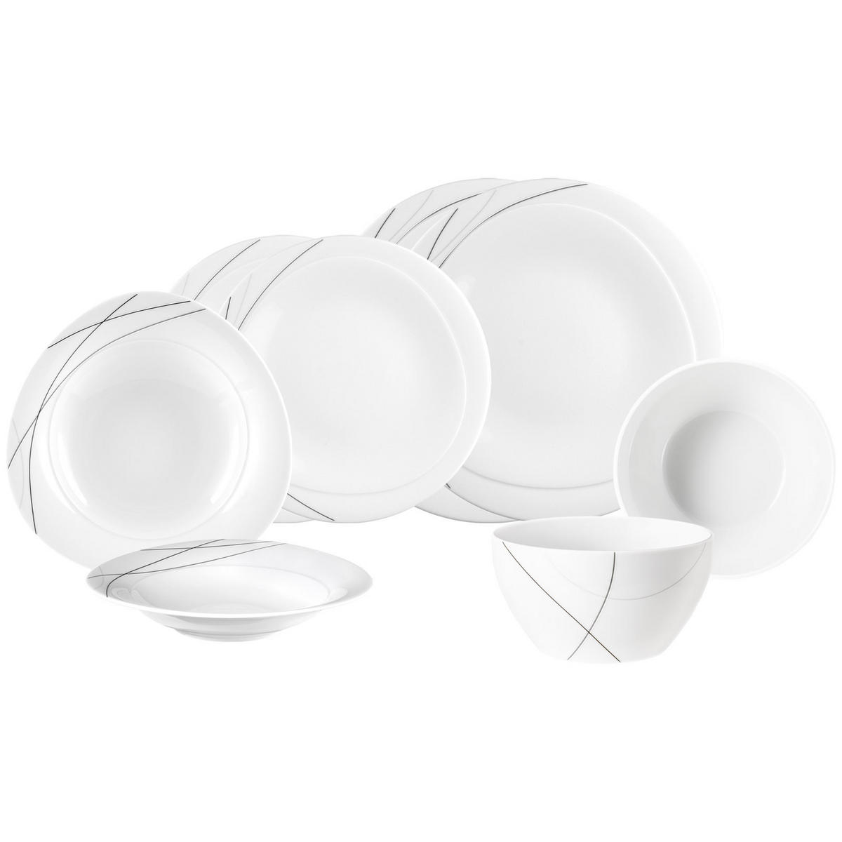 EINSTEIGER-SET Trio Highline weiß-grau 8er Set - Weiß/Grau, Keramik (1/1/1cm) - Seltmann Weiden