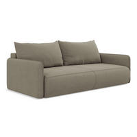 3-SITZER SOFA mit Schlaffunktion Strukturstoff Stoff Beige - Beige/Schwarz, Kunststoff/Textil (216/86/105cm) - Makamii