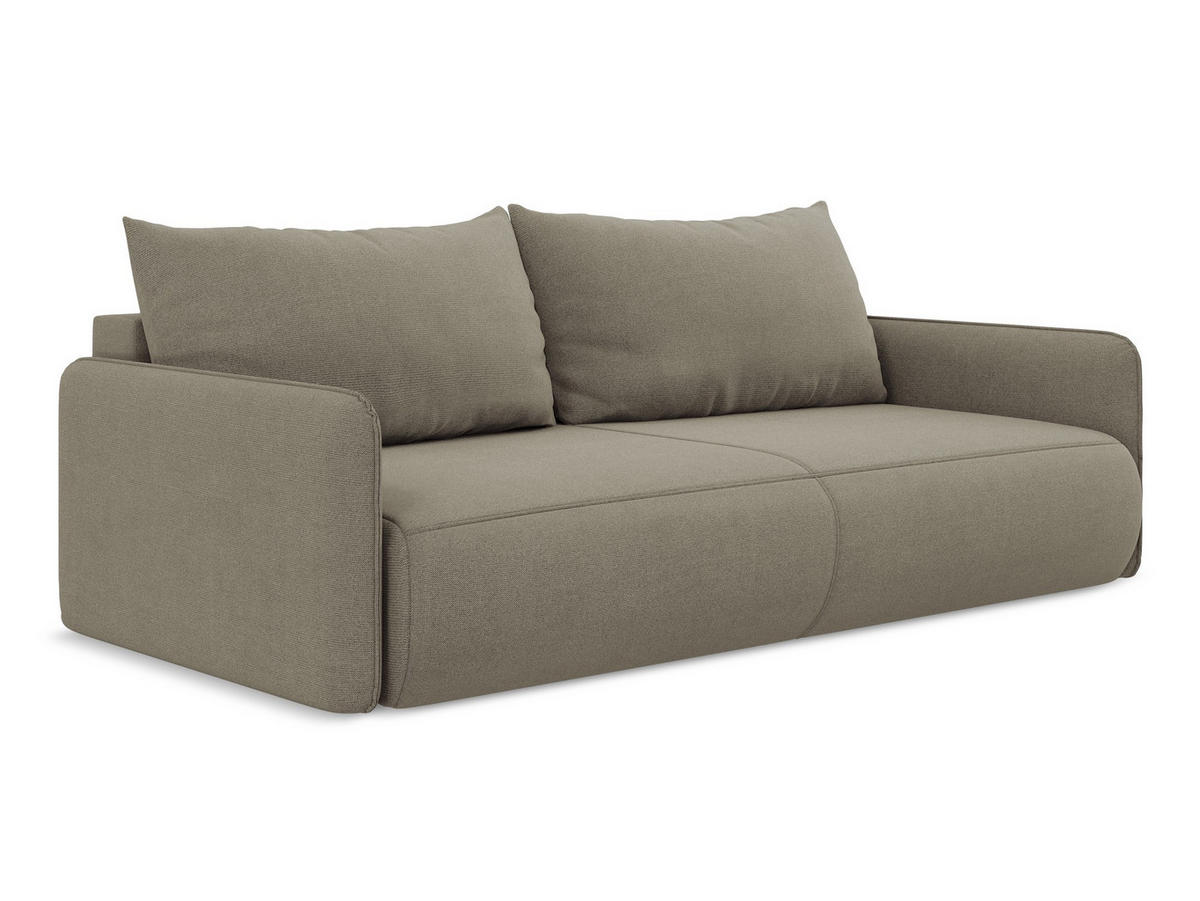 3-SITZER SOFA mit Schlaffunktion Strukturstoff Stoff Beige - Beige/Schwarz, Kunststoff/Textil (216/86/105cm) - Makamii
