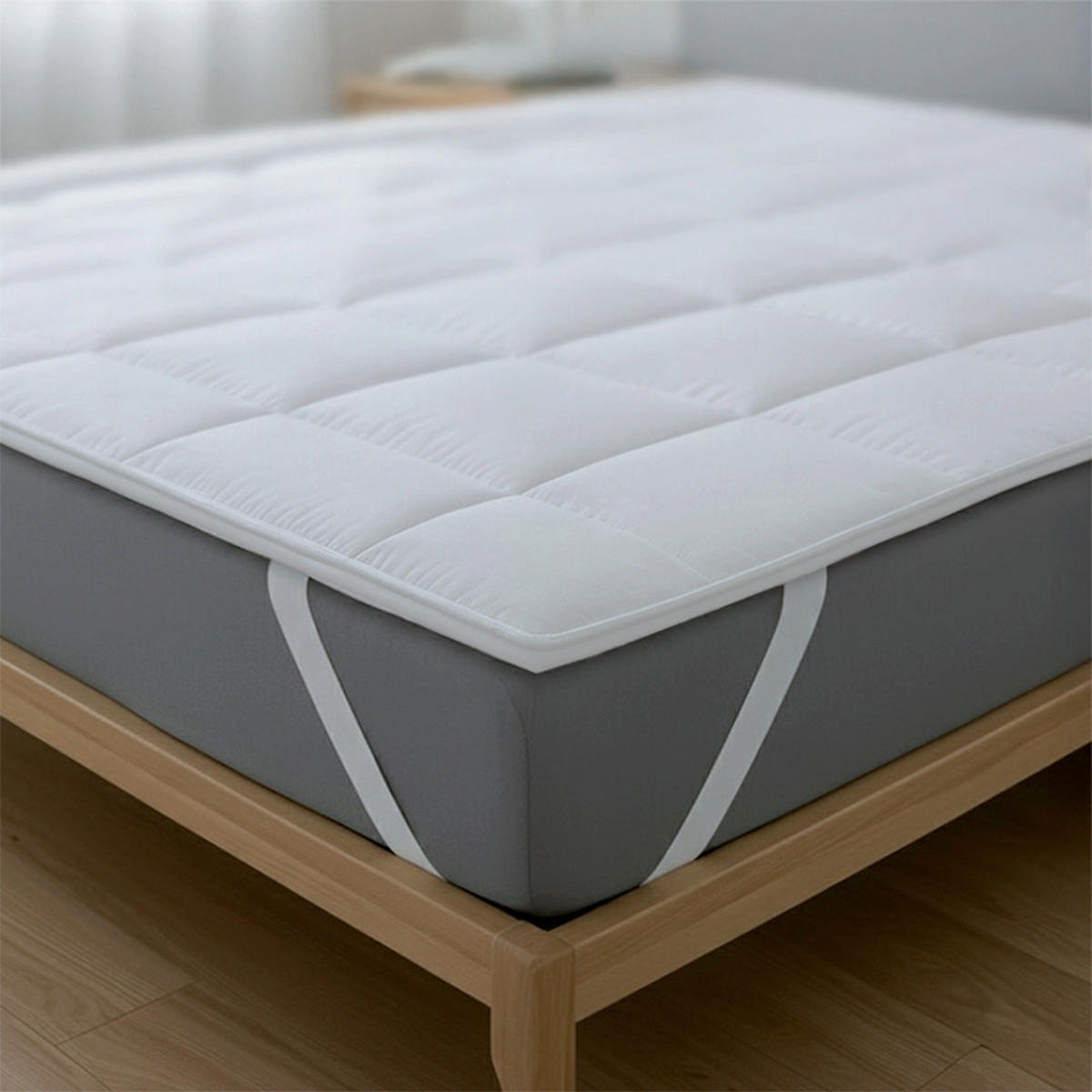 TOPPER 160x200 cm aus 500 g Watte | Gepolsterter Matratzenschoner | Atmungsaktiver Mikrofaserbezug mit elastischen Eckbändern - Weiß, Textil (160/200cm) - The White Stone