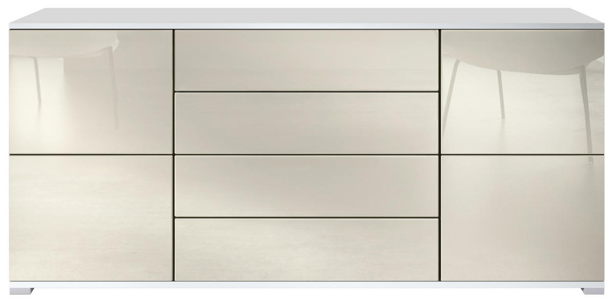SIDEBOARD Rova Creme Hochglanz - Creme, Holzwerkstoff (166.5/75.5/35cm) - Vladon