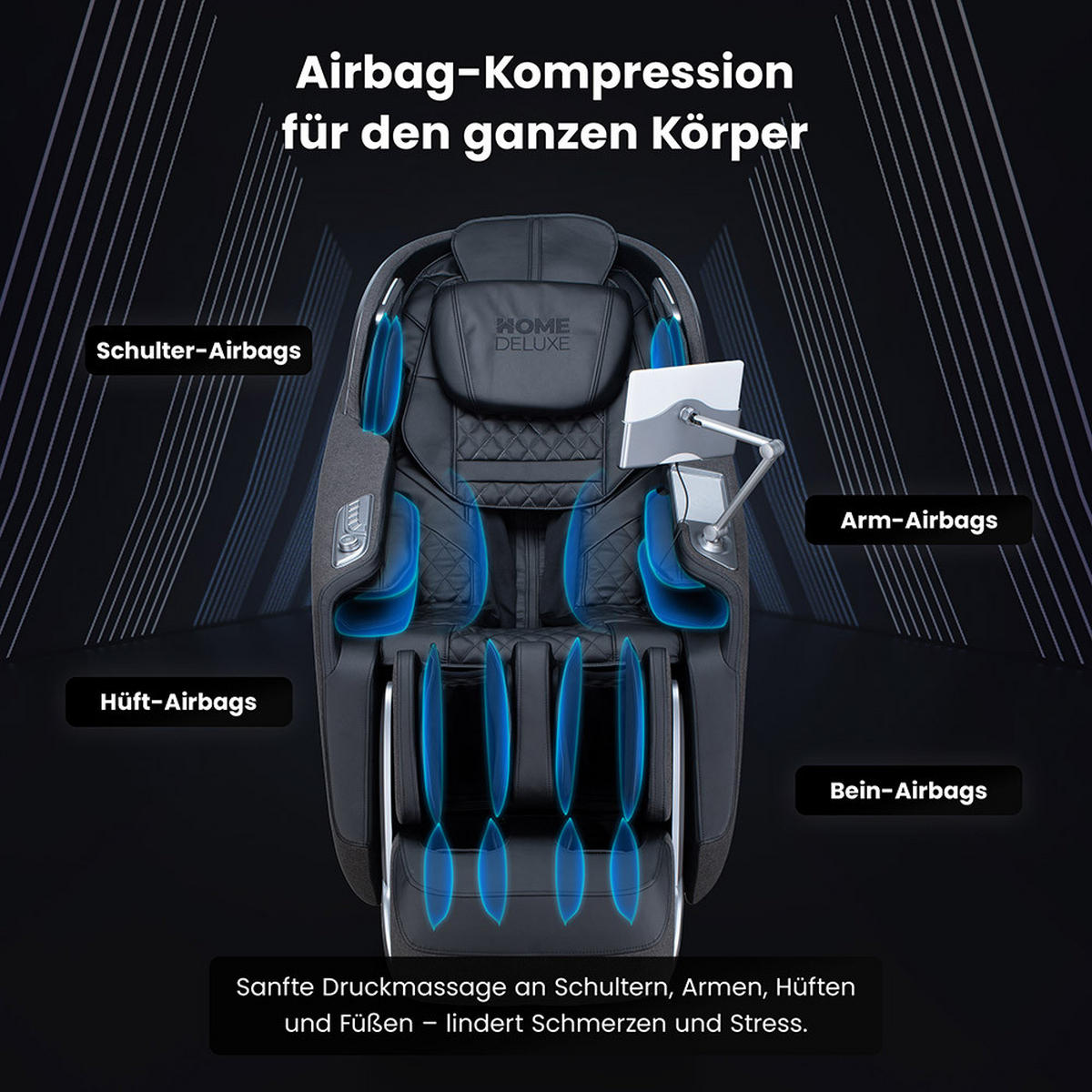 MASSAGESESSEL KAUFEN ALVINA - Schwarz - Schwarz, Kunststoff (76.7/157/116cm) - Home Deluxe