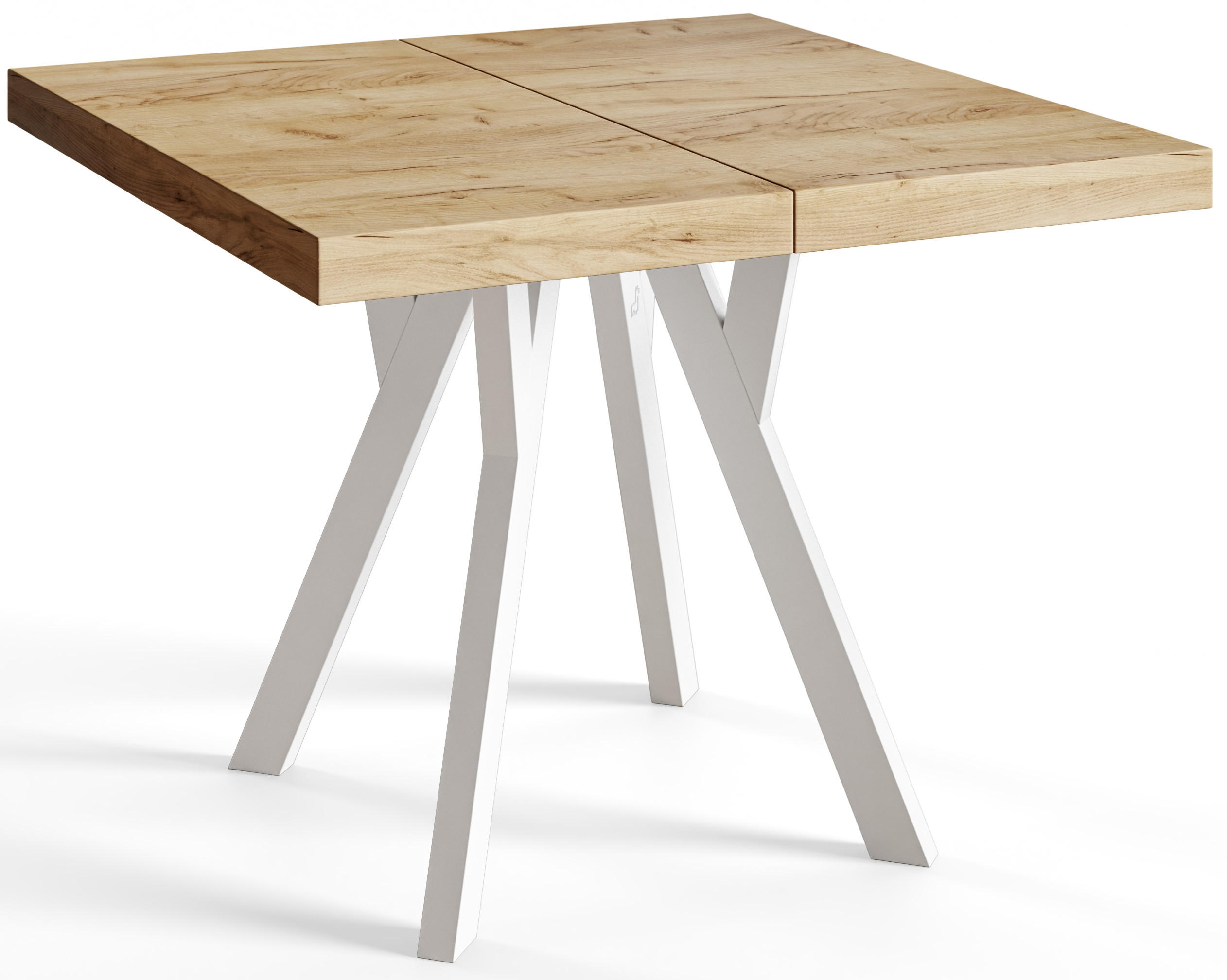 ESSZIMMERTISCH RICO, ausziehbarer Tisch120-220X120X77 cm, Farbe: CRAFT, mit Holzbeinen in Farbe Weiß - Weiß/Braun, Holzwerkstoff (120/120/77cm) - Alpi-Möbel