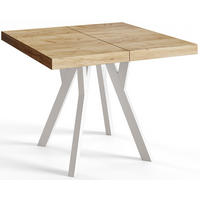 ESSZIMMERTISCH RICO, ausziehbarer Tisch120-220X120X77 cm, Farbe: CRAFT, mit Holzbeinen in Farbe Weiß - Weiß/Braun, Holzwerkstoff (120/120/77cm) - Alpi-Möbel