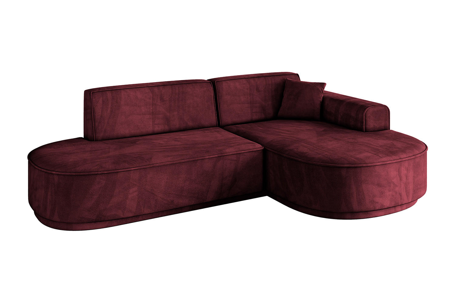 ECKSOFA Ottomane Rechts MARI-L1-v3 - 232x163x81 cm Bordeaux Velours - Bordeaux/Schwarz, Holzwerkstoff/Kunststoff (232/163cm) - ALTDECOR