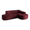 ECKSOFA Ottomane Rechts MARI-L1-v3 - 232x163x81 cm Bordeaux Velours - Bordeaux/Schwarz, Holzwerkstoff/Kunststoff (232/163cm) - ALTDECOR