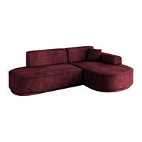 ECKSOFA Ottomane Rechts MARI-L1-v3 - 232x163x81 cm Bordeaux Velours - Bordeaux/Schwarz, Holzwerkstoff/Kunststoff (232/163cm) - ALTDECOR