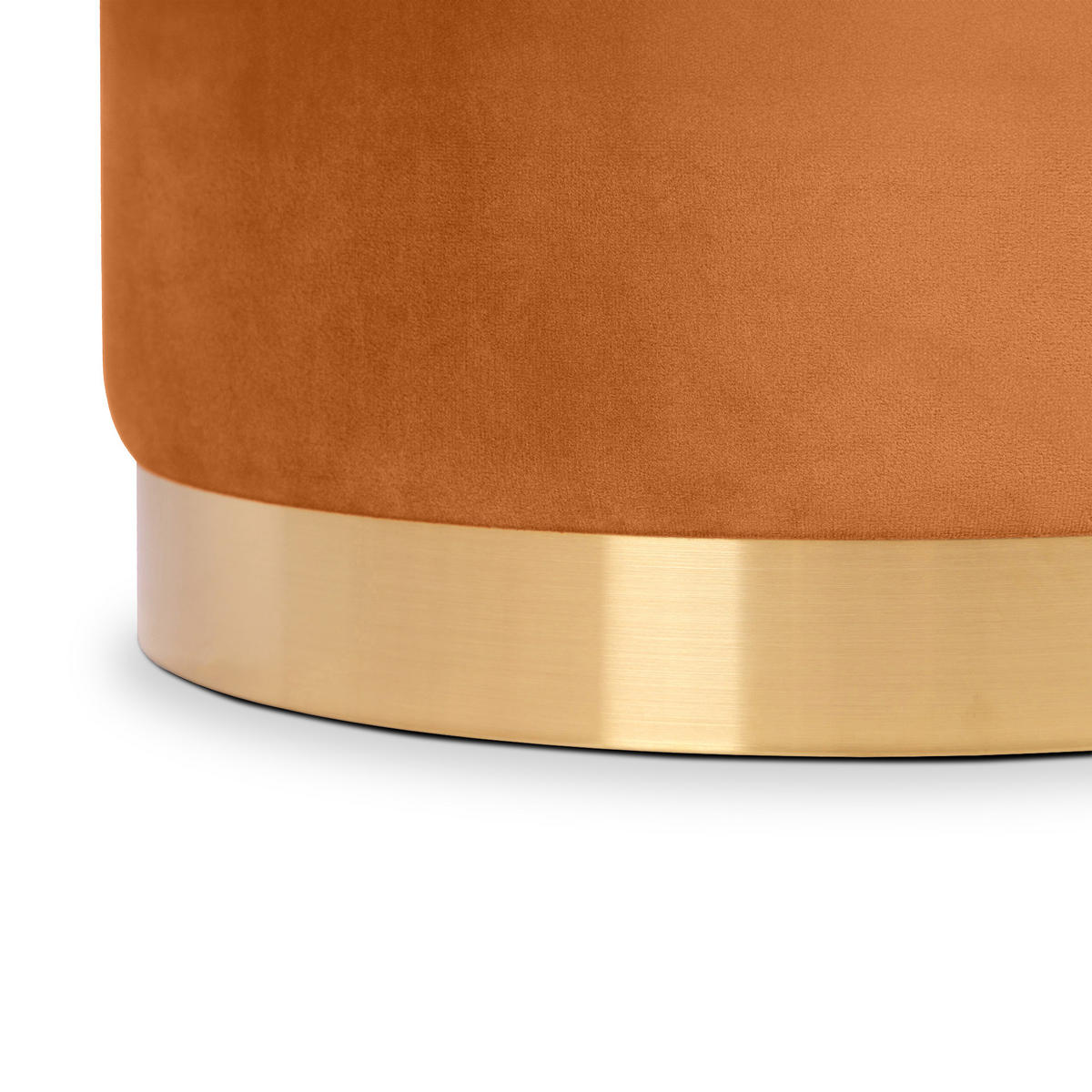 SITZPUFF Charlotte I Samt in gebranntem Orange und goldenem Metall - Dunkelorange, Holzwerkstoff/Textil (35/43/35cm) - Sicaan