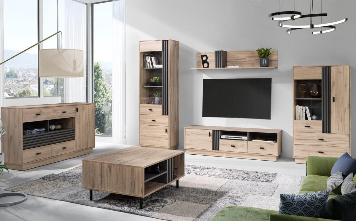 VITRINE – 80 cm – ALLMO System – Sonoma Eiche - Sonoma Eiche, Holzwerkstoff (80/145/40cm) - hi-markt