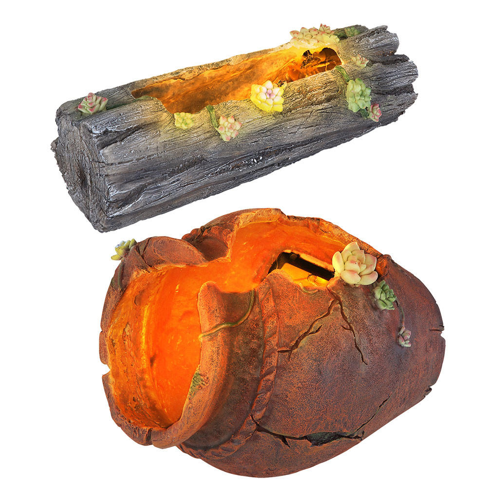 LED AUSSENLEUCHTE Grau Holzstamm 2er Set - Grau, Kunststoff (27/20/20cm) - Globo Lighting