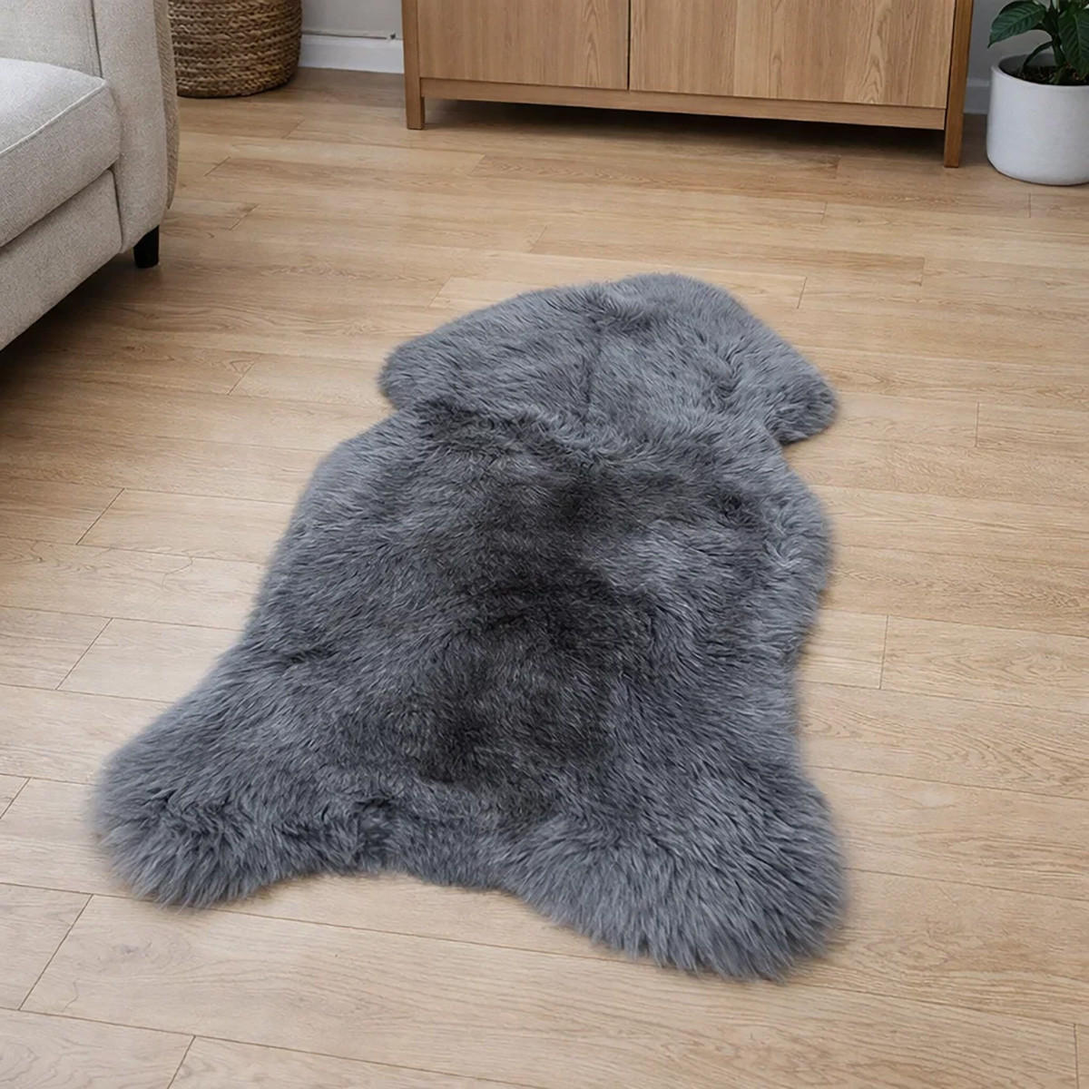 SCHAFFELL Premium Lammfell Natur ungeschoren weiche Wolle Silber Grau ca. 135 cm - Grau, Fell (75/135cm) - Provellus