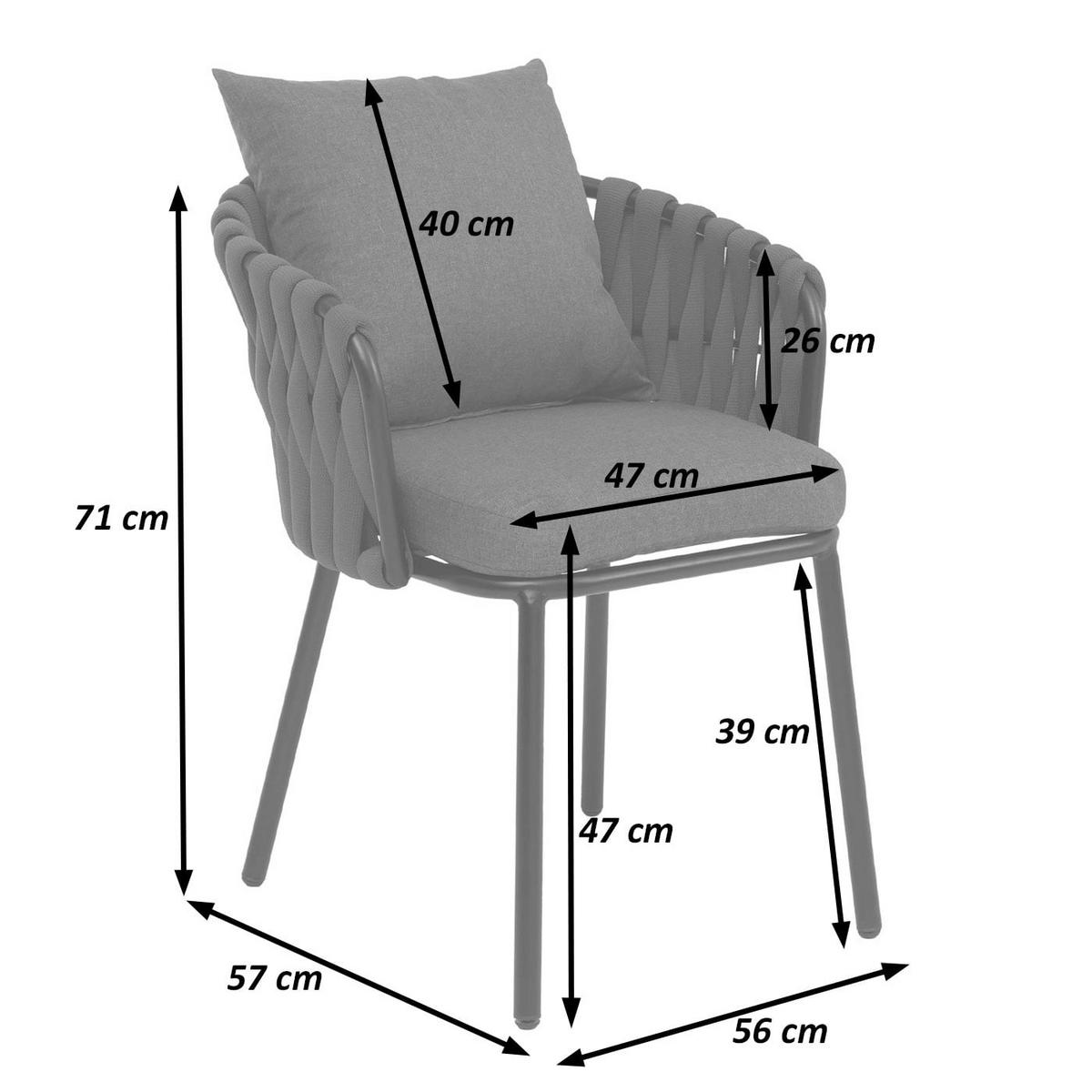 ZÁHRADNÁ STOLIČKA Svetlošedá - svetlosivá, kov (56/71/57cm) - MCW