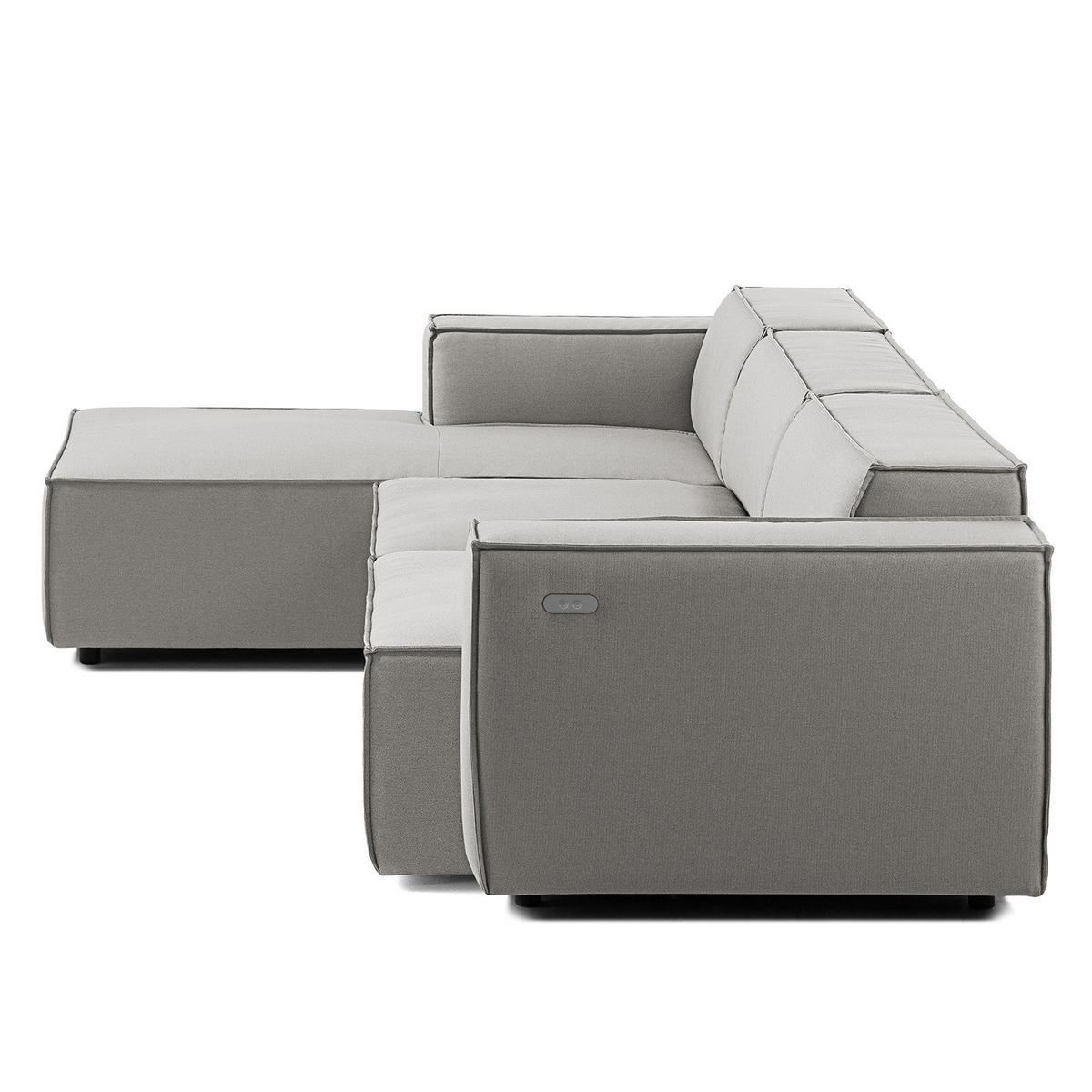 ECKSOFA mit Longchair - Graubraun/Schwarz, Kunststoff/Textil (294/177cm) - home24