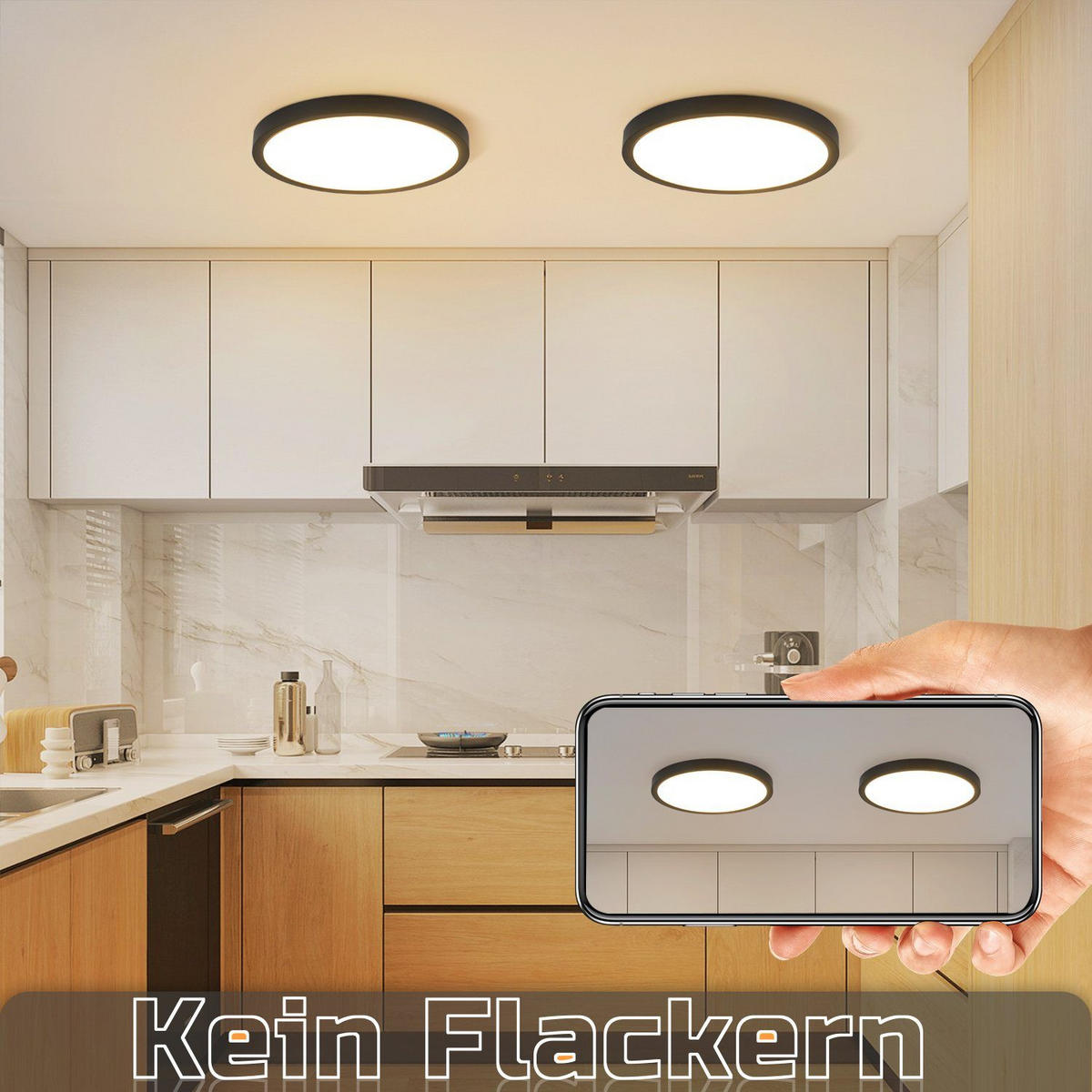 LED-DECKENLEUCHTE Berlin 22 cm - Schwarz, Kunststoff (22/22/2.5cm) - Nettlife