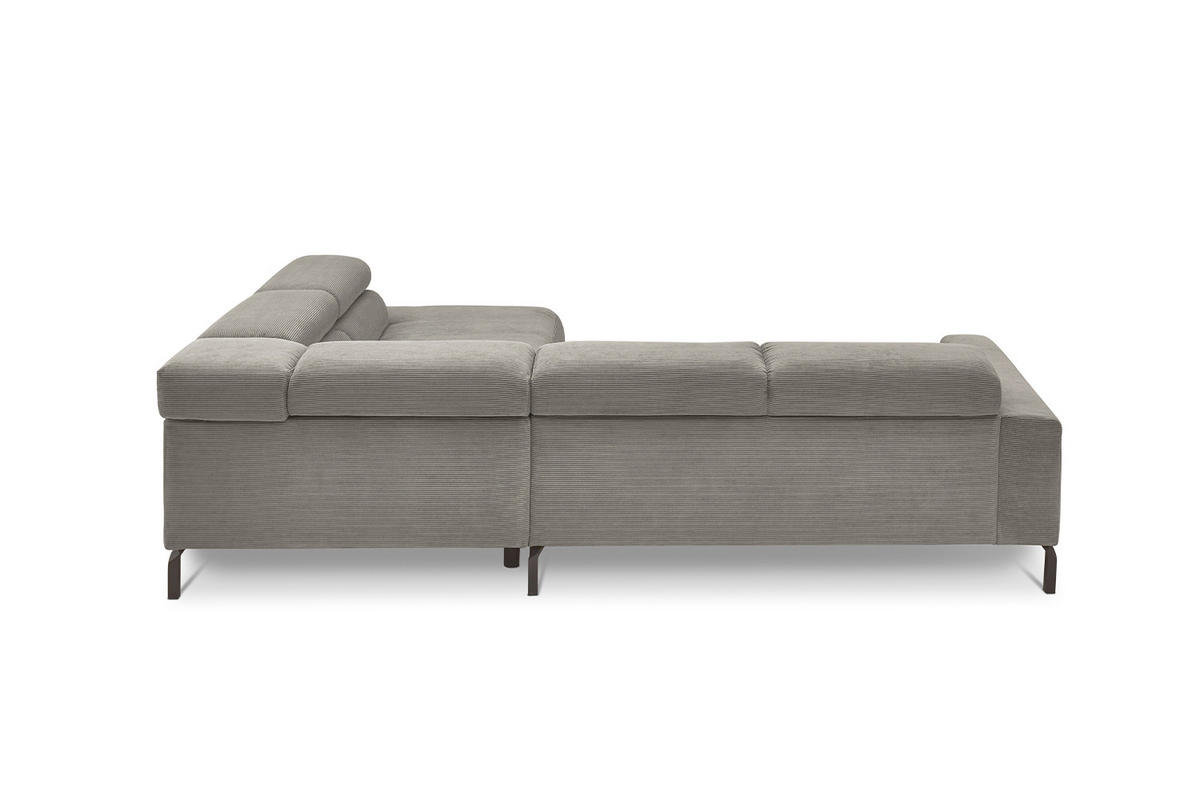 ECKSOFA DELIA Grau Cord - Schwarz/Grau, Textil/Metall (276/219cm) - KAWOLA