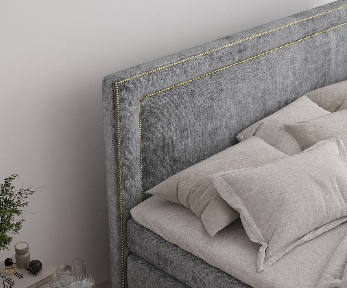 BOXSPRINGBETT Luxora Grau 200/200 cm - Schwarz/Grau, Holz/Holzwerkstoff (200/200cm) - Maison de Reve