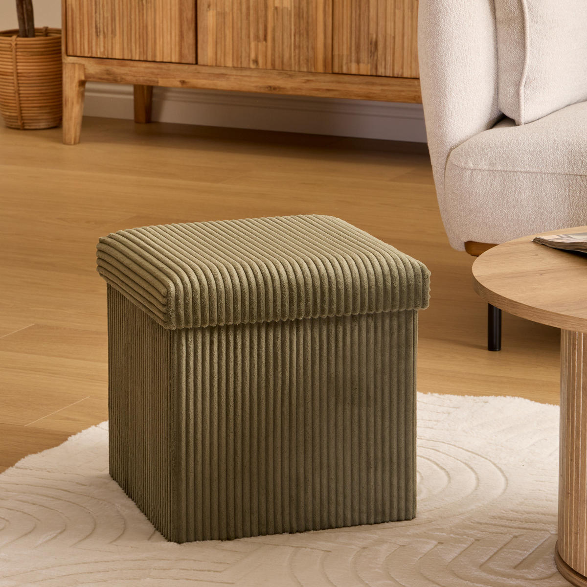 POUF aus Cord Arum 38/38/38 cm - Grün, Kunststoff (38/38/38cm) - Atmosphera Createur d´interieur