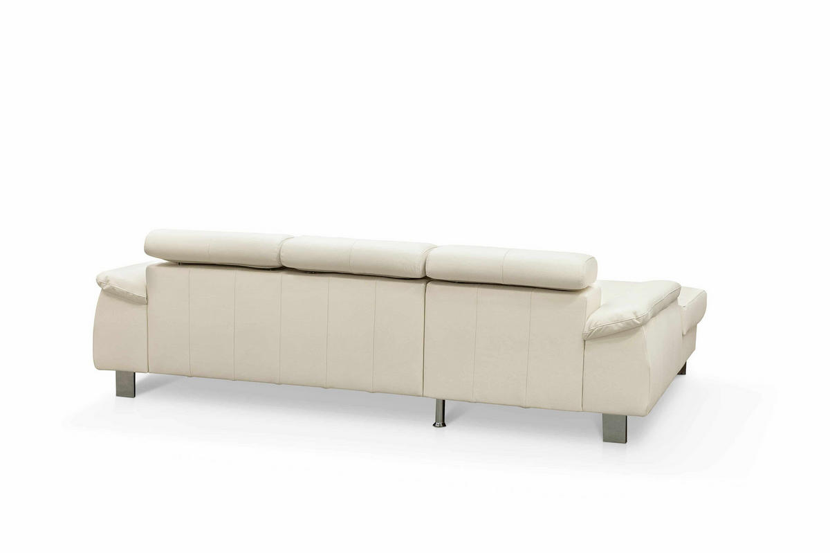 ECKSCHLAFSOFA mit Echtlederbezug, Schlaffunktion & Bettkasten - Chromfarben/Eiche Bianco, Leder/Holz (244/166cm) - Cotta