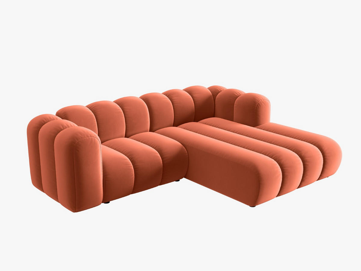 ECKSOFA modular rechts Lupine aus Samt koralle 3 Sitzplätze - Koralle, Textil (177/230cm) - Micadoni