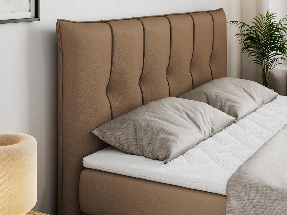 BOXSPRINGBETT PREMIUM 10 KING 120/200 Braun Kunstleder - H3 - Braun, Holz/Textil (120/200cm) - MKS