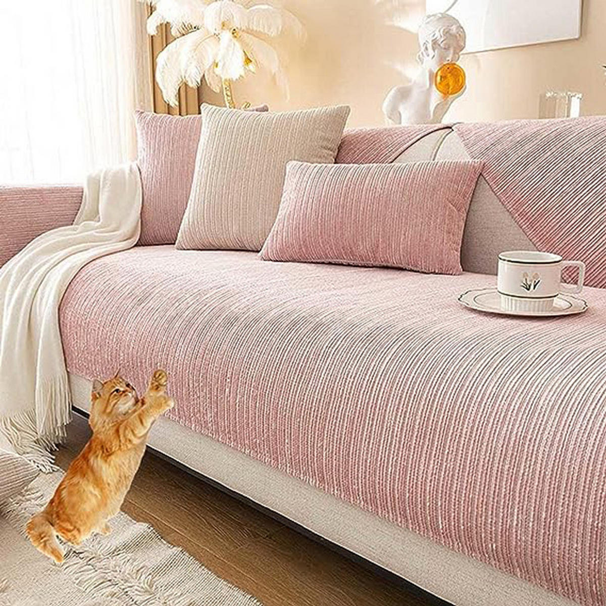 SOFAÜBERWURF Rosa 1 Stück - Pink, Textil (70/210cm) - OBOSOE