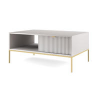 COUCHTISCH 104 cm Galla mit geriffelten Fronten und Schublade, Grau + Gold - Goldfarben/Grau, Holz (68/104/46cm) - Emporius