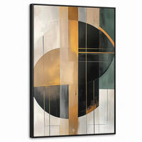 LEINWAND Bilder mit Rahmen - Abstrakt - Gold - Bronze - Grün - Formen - Modern - 60x90 - Multicolor, Textil (60/90cm) - MuchoWow