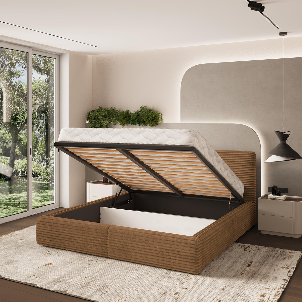 POLSTERBETT FELURO 140x200 cm mit Bettkästen - Kupferfarben - Kupferfarben, Holz (140/200cm) - MASSENO