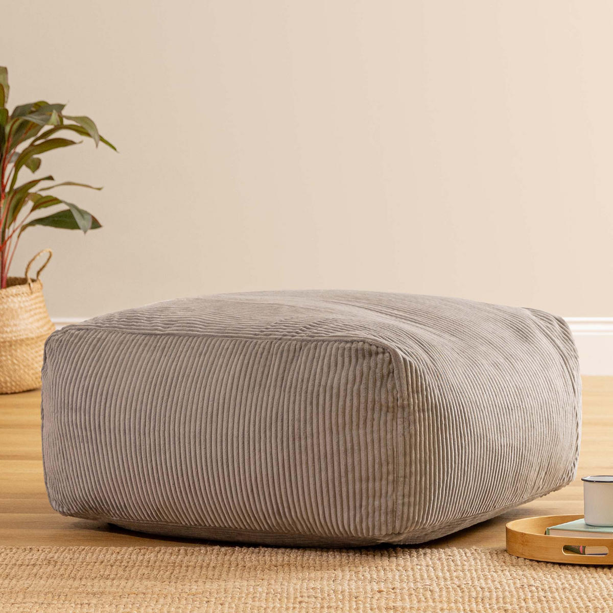 SITZSACK-OTTOMANE ZEN modular Cord - Grau, Textil (95/46/95cm) - icon