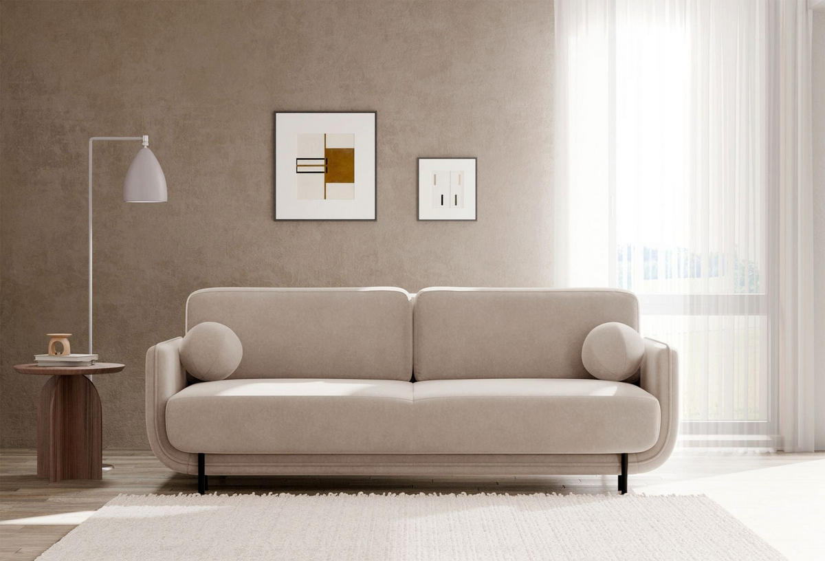 SCHLAFSOFA Ovals Beige - Beige/Schwarz, Textil/Metall (236/95/96cm) - Selsey