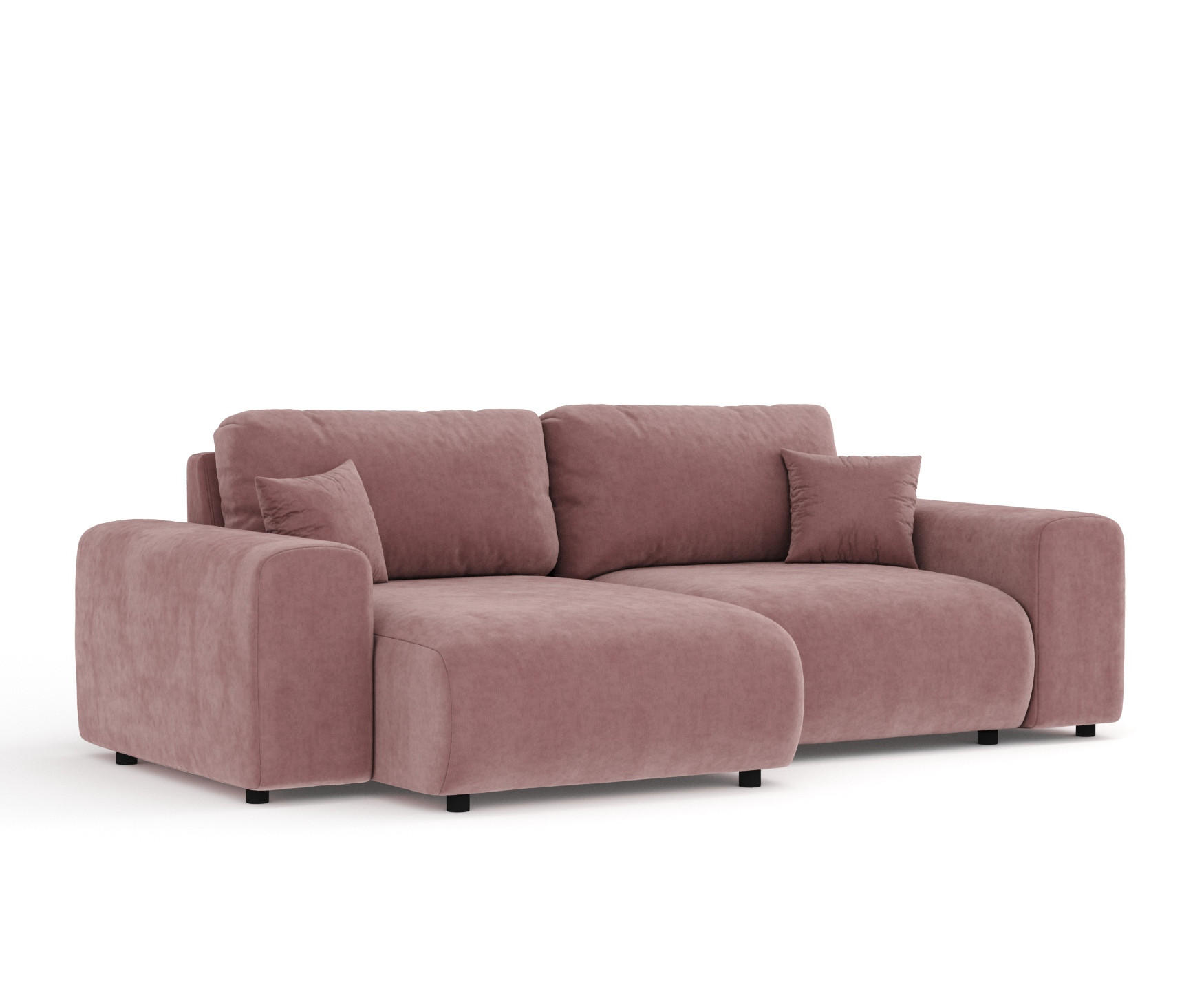 ECKSOFA Zanzibar Rosa Samtstoff - Schwarz/Rosa, Holz/Holzwerkstoff (237/144cm) - Maison de Reve
