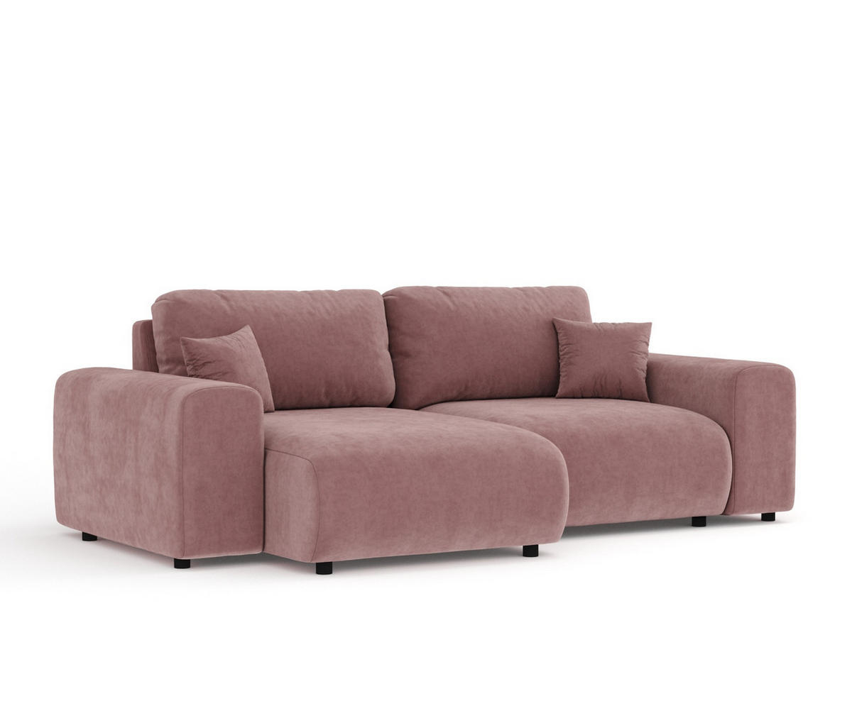 ECKSOFA Zanzibar Rosa Samtstoff - Schwarz/Rosa, Holz/Holzwerkstoff (237/144cm) - Maison de Reve