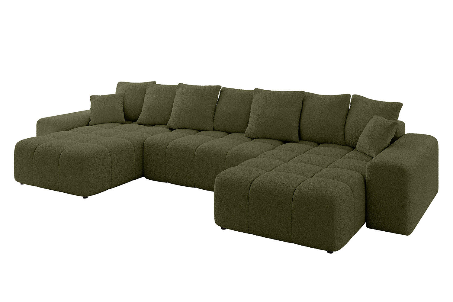 WOHNLANDSCHAFT ENIL-U 401x189x68 Grün Bouclé - Grün, Holzwerkstoff/Kunststoff (401/68/189cm) - ALTDECOR