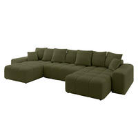 WOHNLANDSCHAFT ENIL-U 401x189x68 Grün Bouclé - Grün, Holzwerkstoff/Kunststoff (401/68/189cm) - ALTDECOR