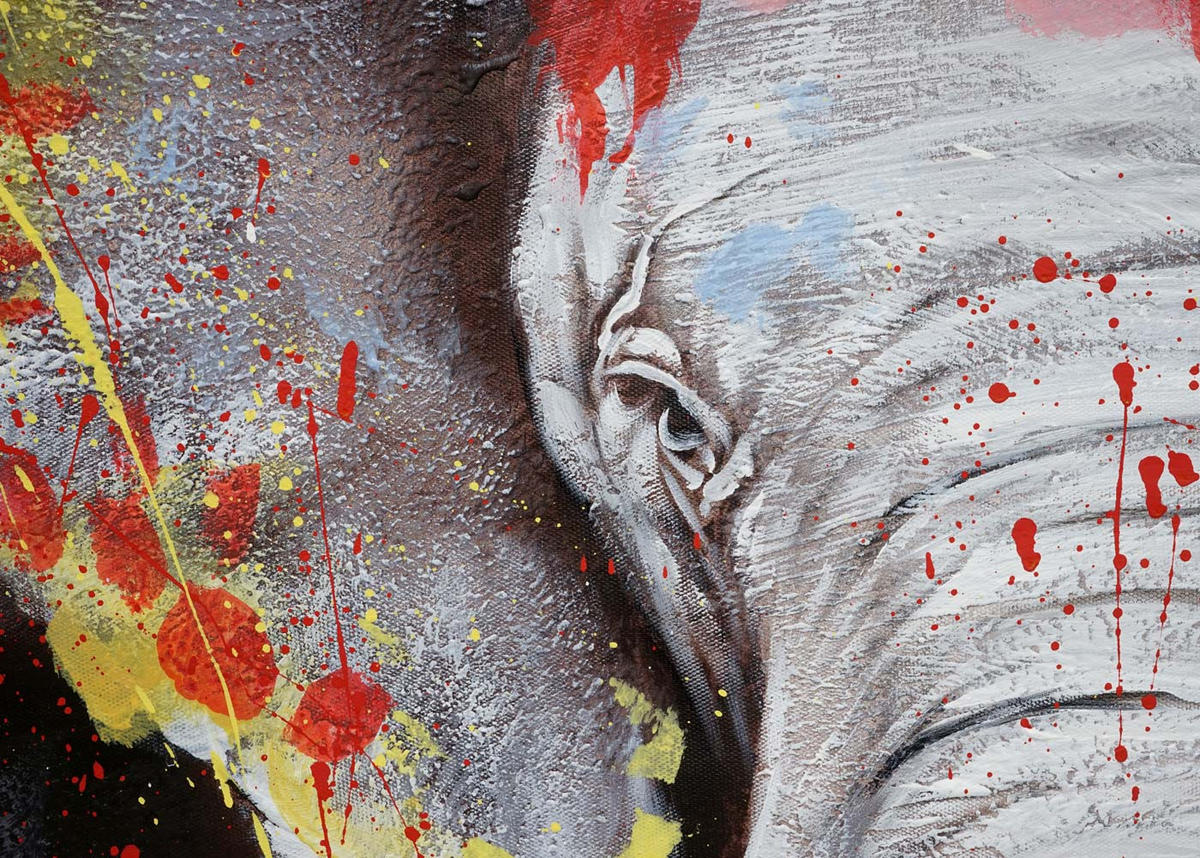 ÖLGEMÄLDE ELEFANT HANDGEMALT Mehrfarbig - Multicolor, Textil (80/120cm) - MCW