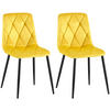 STUHL 2er Set Samt Gelb - Gelb/Schwarz, Textil/Metall (45/85/55cm) - CLP