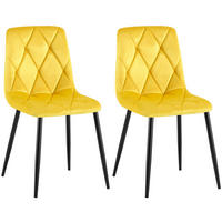 STUHL 2er Set Samt Gelb - Gelb/Schwarz, Textil/Metall (45/85/55cm) - CLP