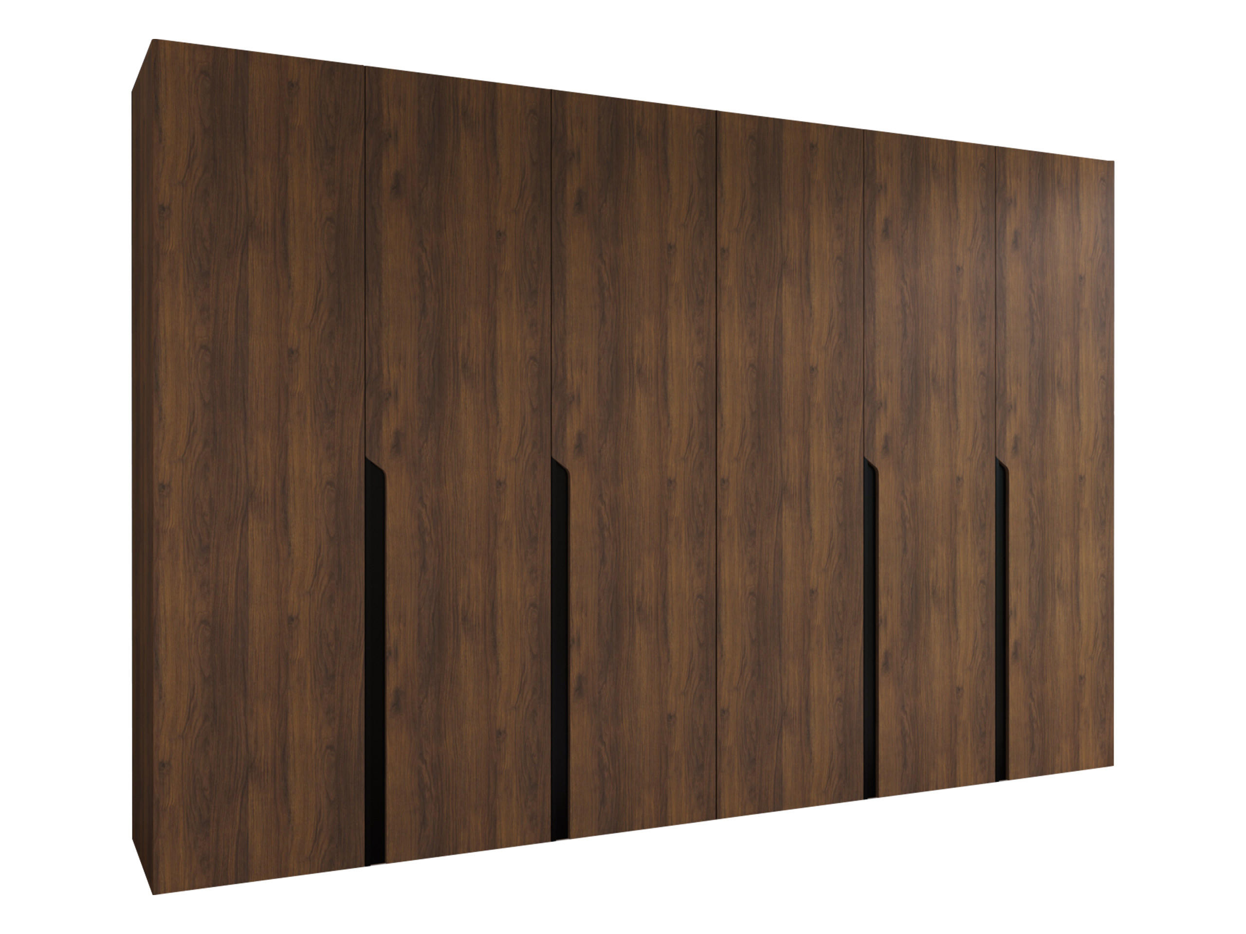 DREHTÜRENSCHRANK Mila I 300 - Nussbaumfarben/Schwarz, Holzwerkstoff/Kunststoff (300/202/52cm) - MIRJAN24