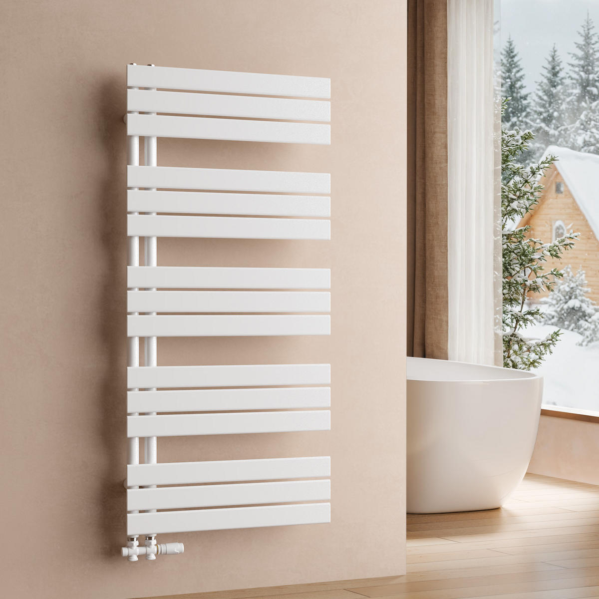 HEIZKÖRPER 132/60 cm Weiß aus Stahl 798 W Warmwasser mit Mittelanschluss G1/2" - Weiß, Metall (60/132/5.9cm) - S'AFIELINA