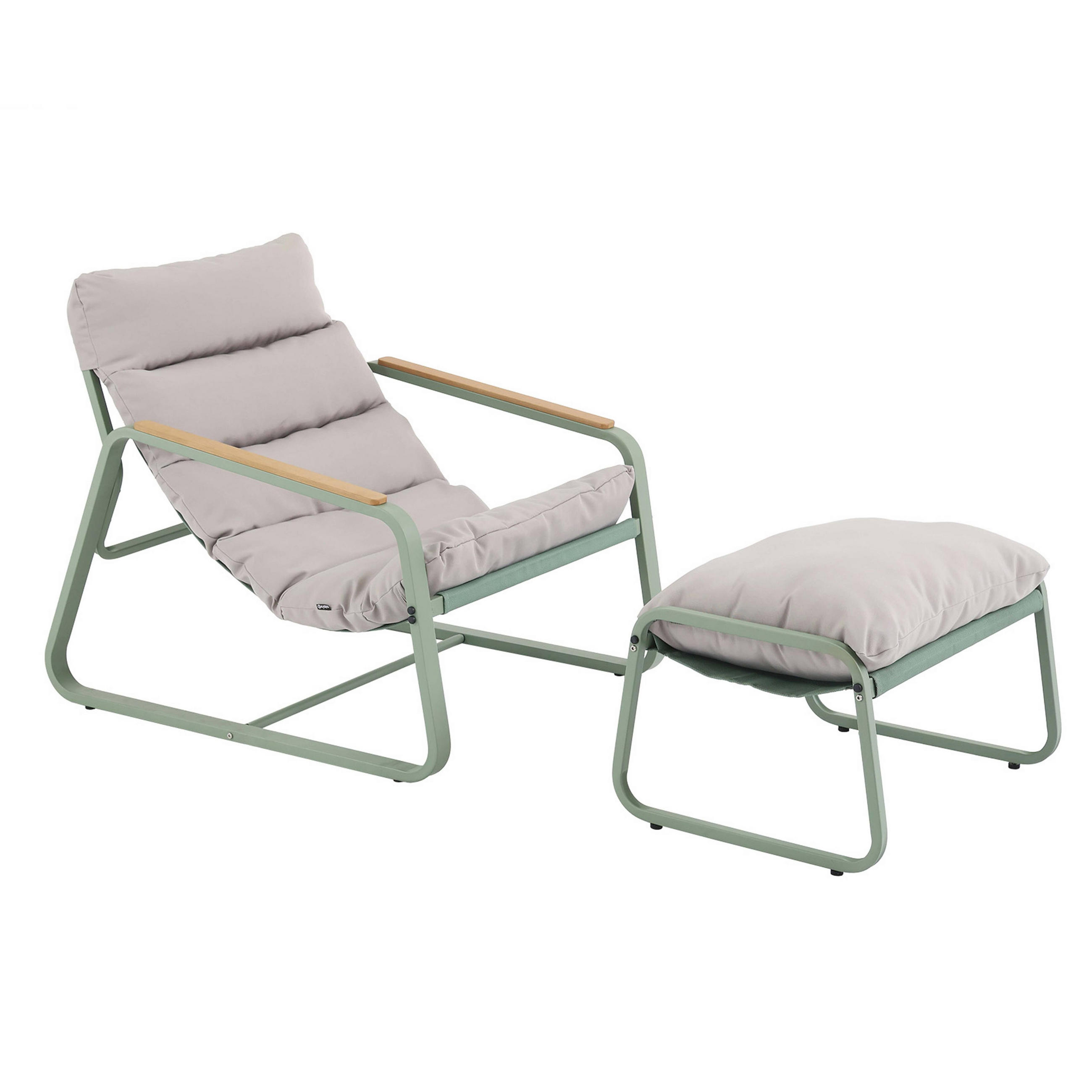 GARTEN-RELAXSESSEL mit Fußstütze, Kaktusgrünen - Grün, Textil (72/77/91cm) - Oviala