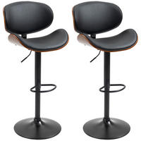 BARHOCKER 2er-Set Schwarz 53.0/52.0/112.0 cm - Schwarz, Leder (52/112/53cm)