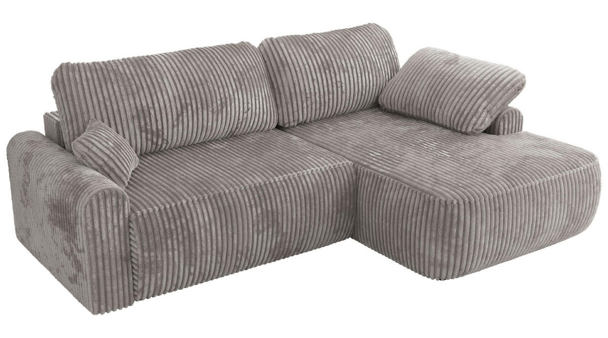 ECKSCHLAFSOFA CUBO L Grau Cord - links - Schwarz/Grau, Kunststoff/Textil (273/187cm) - MKS