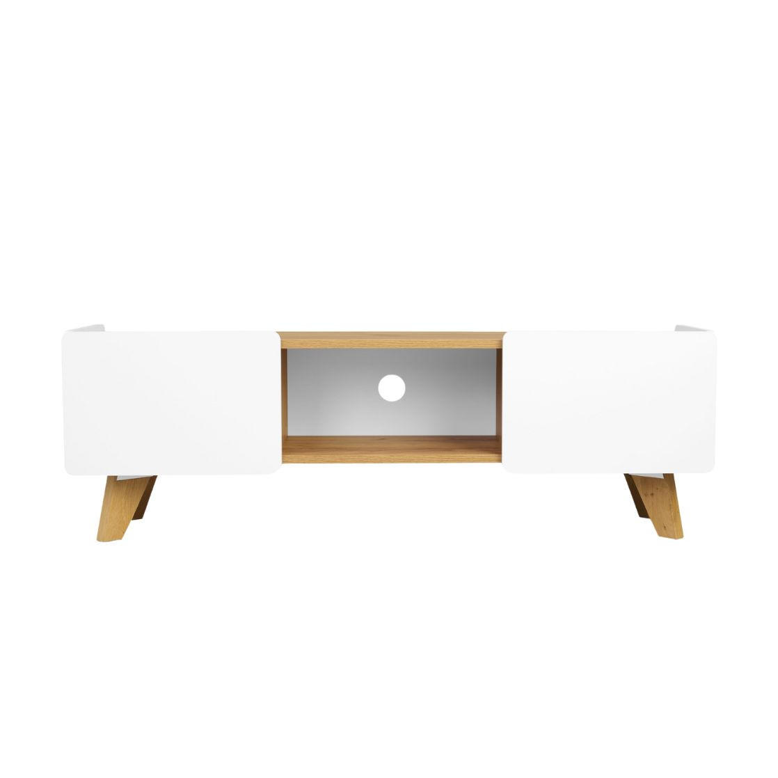 TV-SCHRANK Lett, Weiß, Eichefarben, 135 Cm - Eichefarben/Weiß, Eichenholz/Holzwerkstoff (135/45/40cm) - Skandica