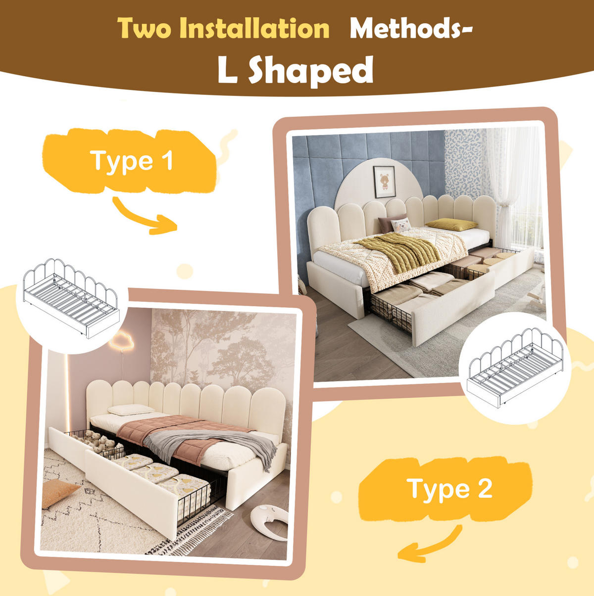 POLSTERBETT 90/190 cm Beige aus Samt mit 2 Schubladen - Beige, Textil (90/190cm) - OKMYHOME
